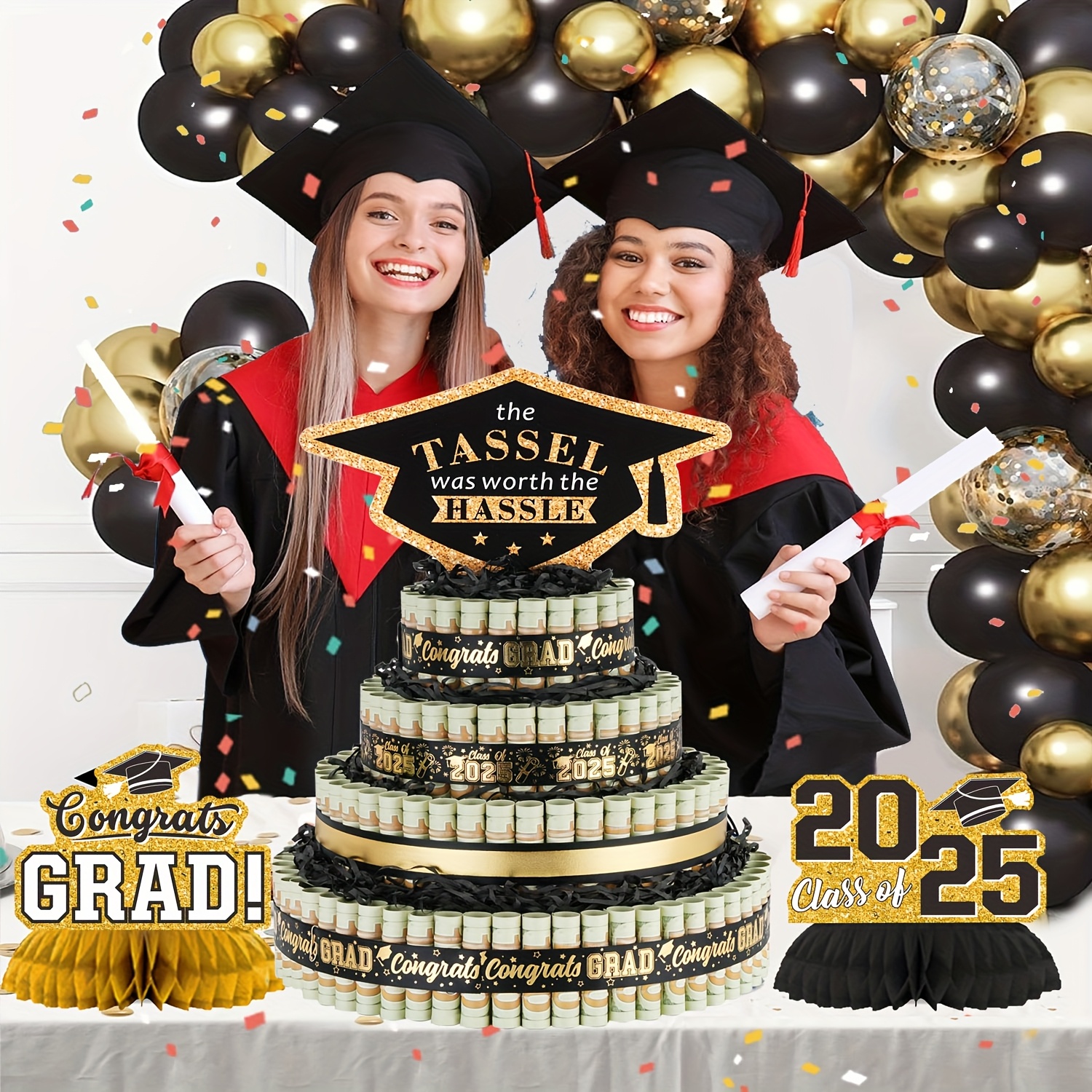 YQUQWN Graduation Money Holder 2025 - 89 Hole Money Cake For High School & College Graduation Gifts