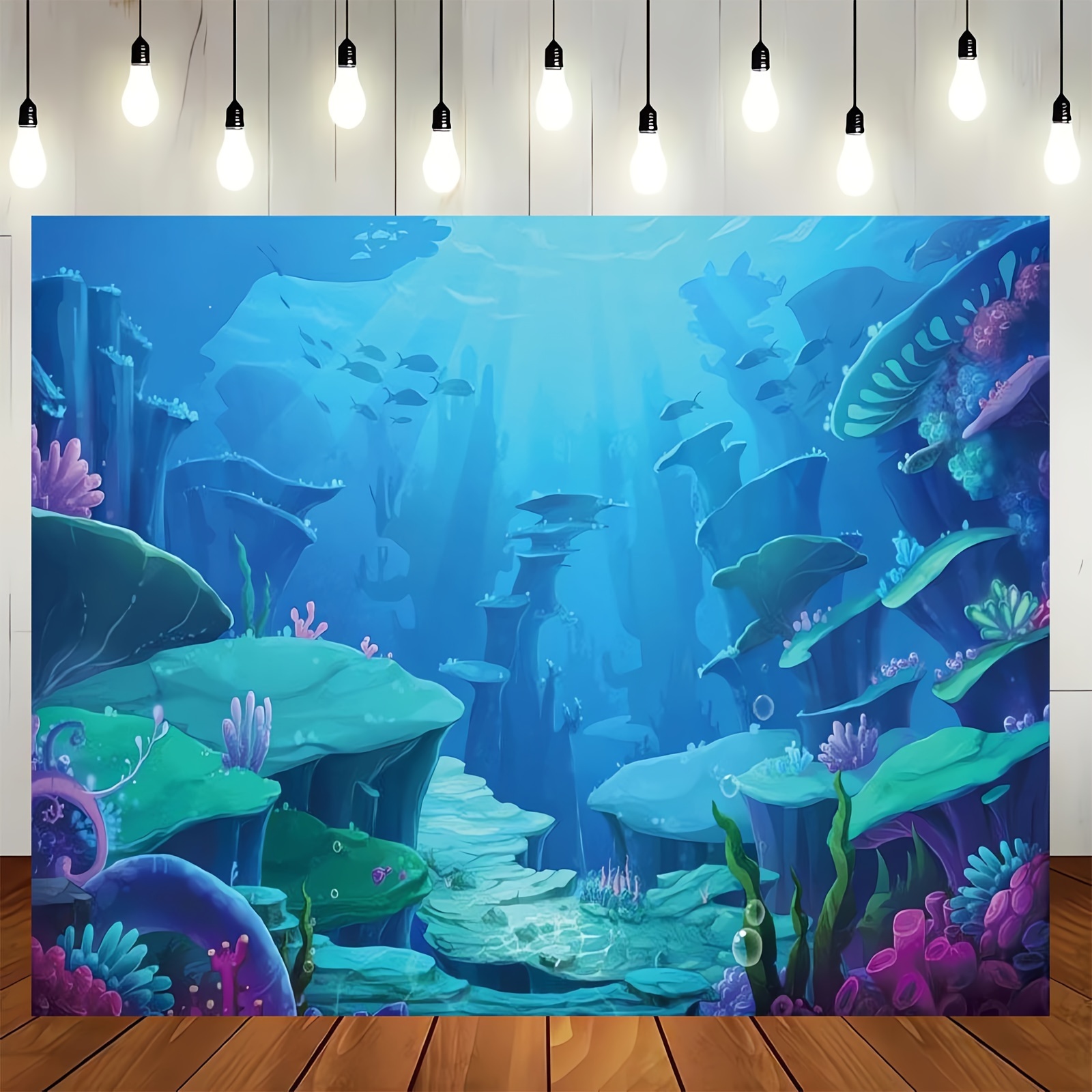 1 Pc, Underwater Coral Reef Background Photography Ocean Underwater World  Jellyfish Shipwreck Background Birthday Party Decorations Photo Booth Photo