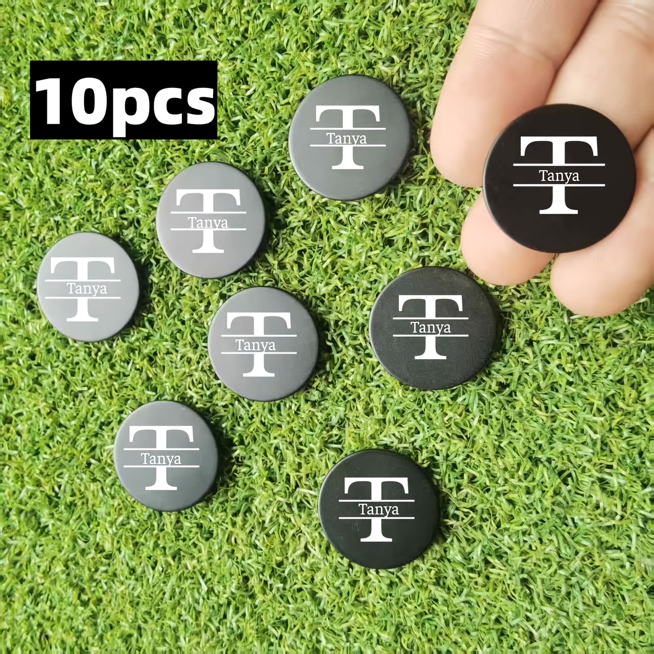 TEMU 4/10/17 Custom Golf Ball Black Metal Marker – Laser Engraved Name And Text, Marker, Custom Golf Additions, Perfect Gift