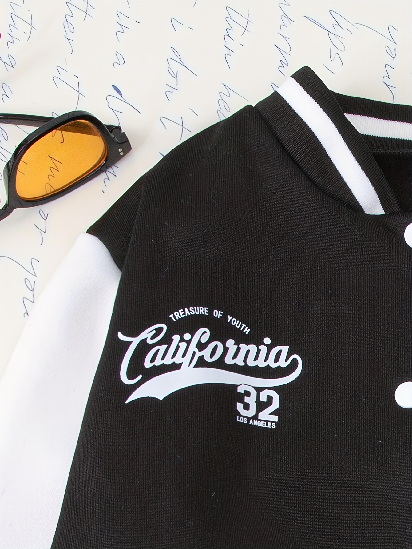 Girls' Vintage Puzzle Letter Patchwork Baseball Jacket