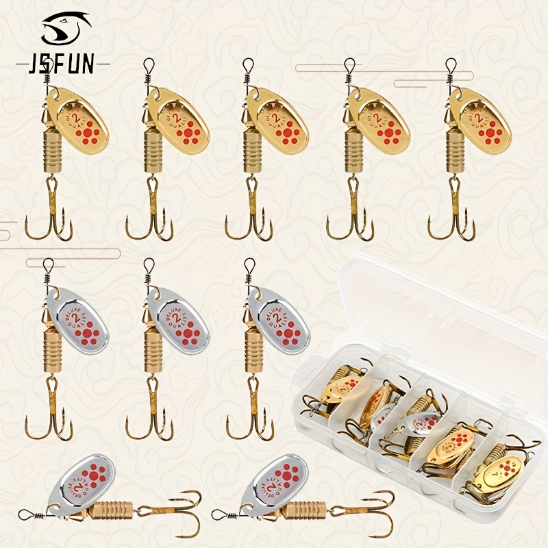 

Jsfun 10pcs Golden And Silver Rotating Sequins Fishing Lures With Hooks