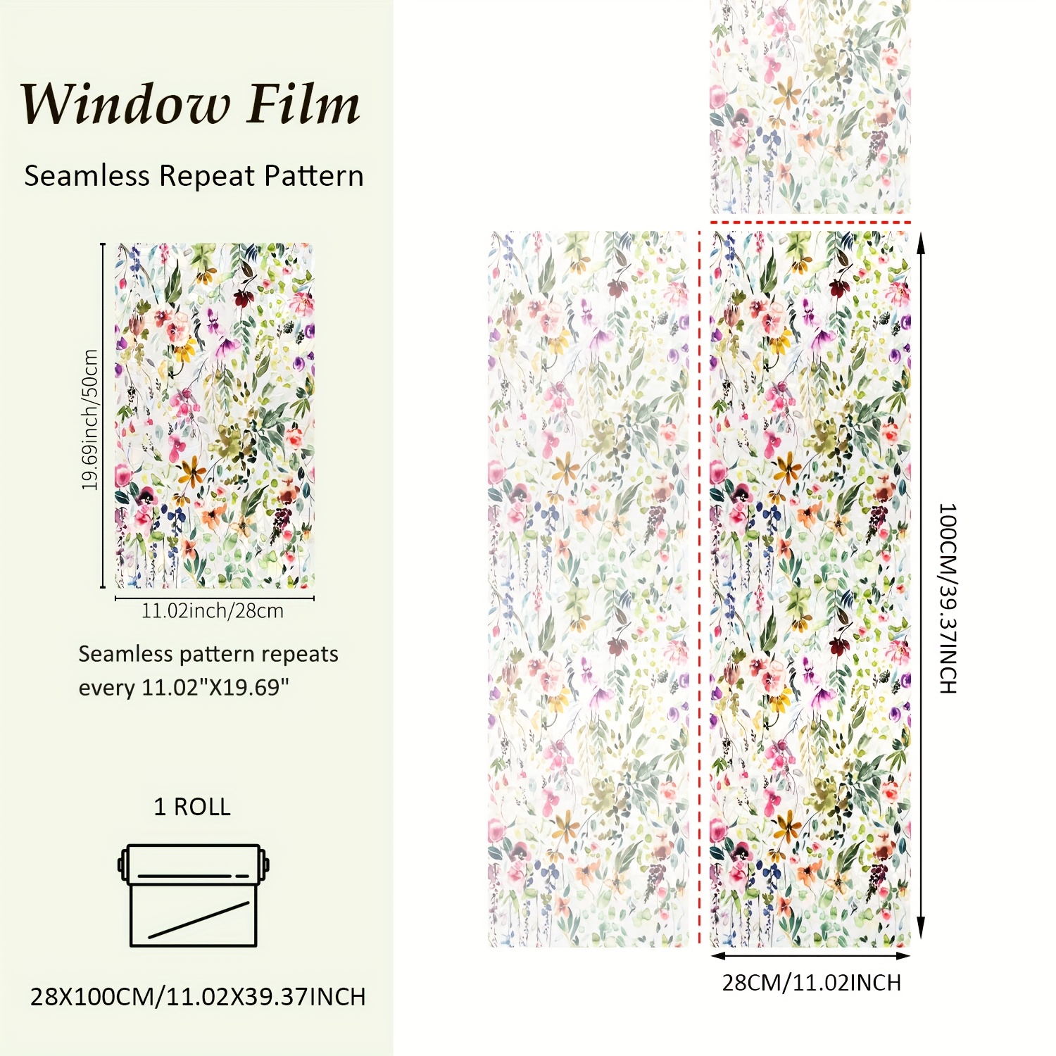1pc Iridescent Spring Growth Decorative Adhesive-free Plastic Sealed Packaging Static Window Sticker, Colorful Flower Sticker