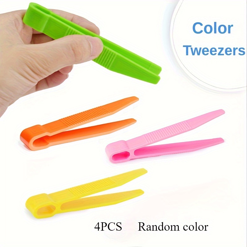 

4pcs Educational Tweezers Set For - Plastic, Fine Motor , Tools For Plant & Insect Study - Assorted Colors