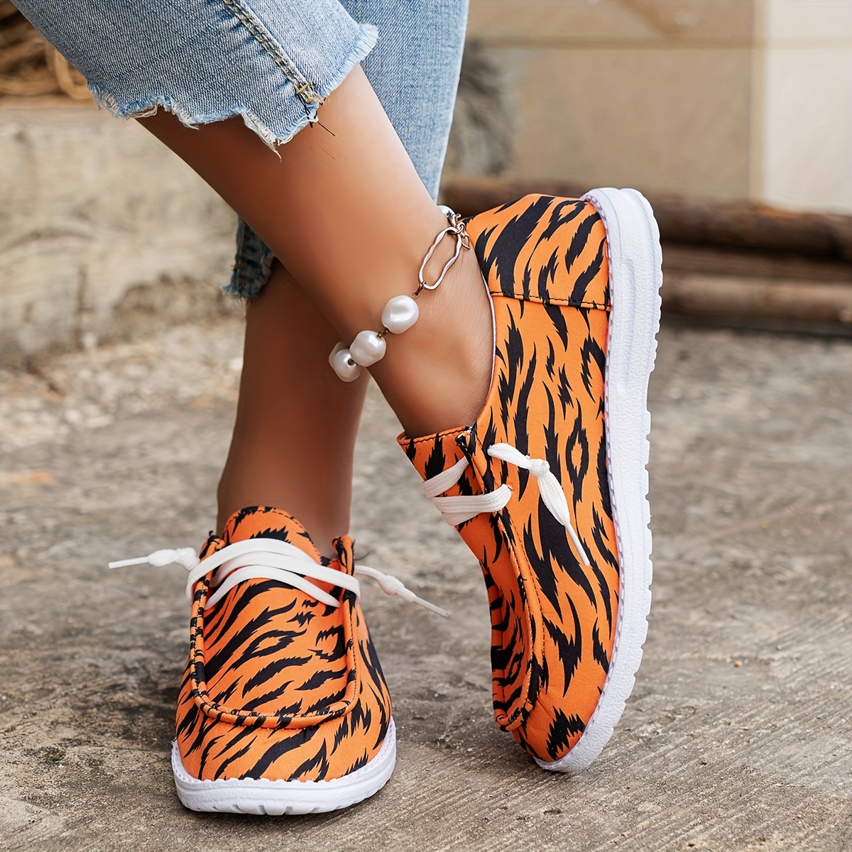 zapatos lona estampado tigre mujer zapatos informales Temu