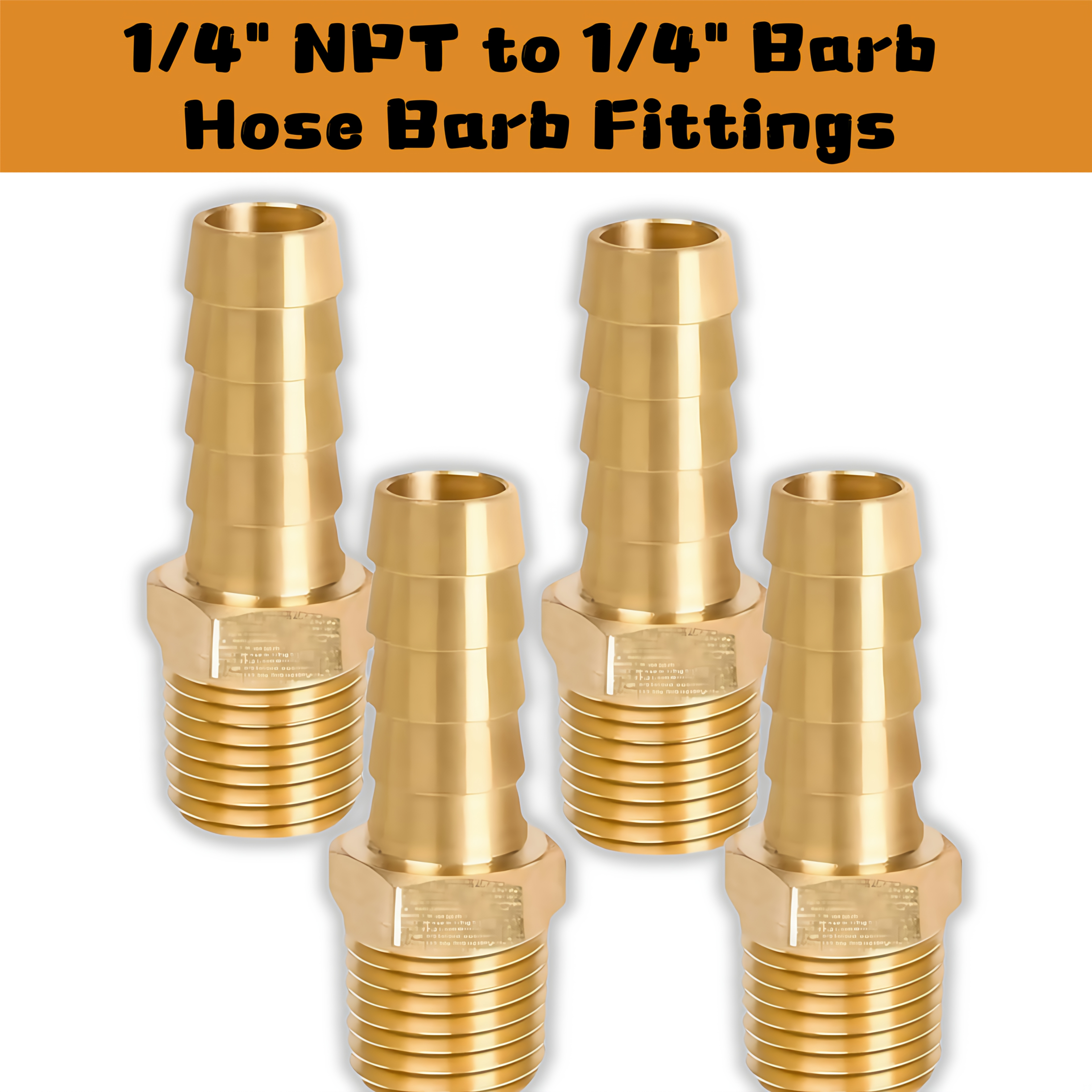 

4-pack Brass Metal Hose Fittings, 1/4 Inch Npt Male Thread To 1/4 Inch Hose Adaptor, Connector For Air Hose