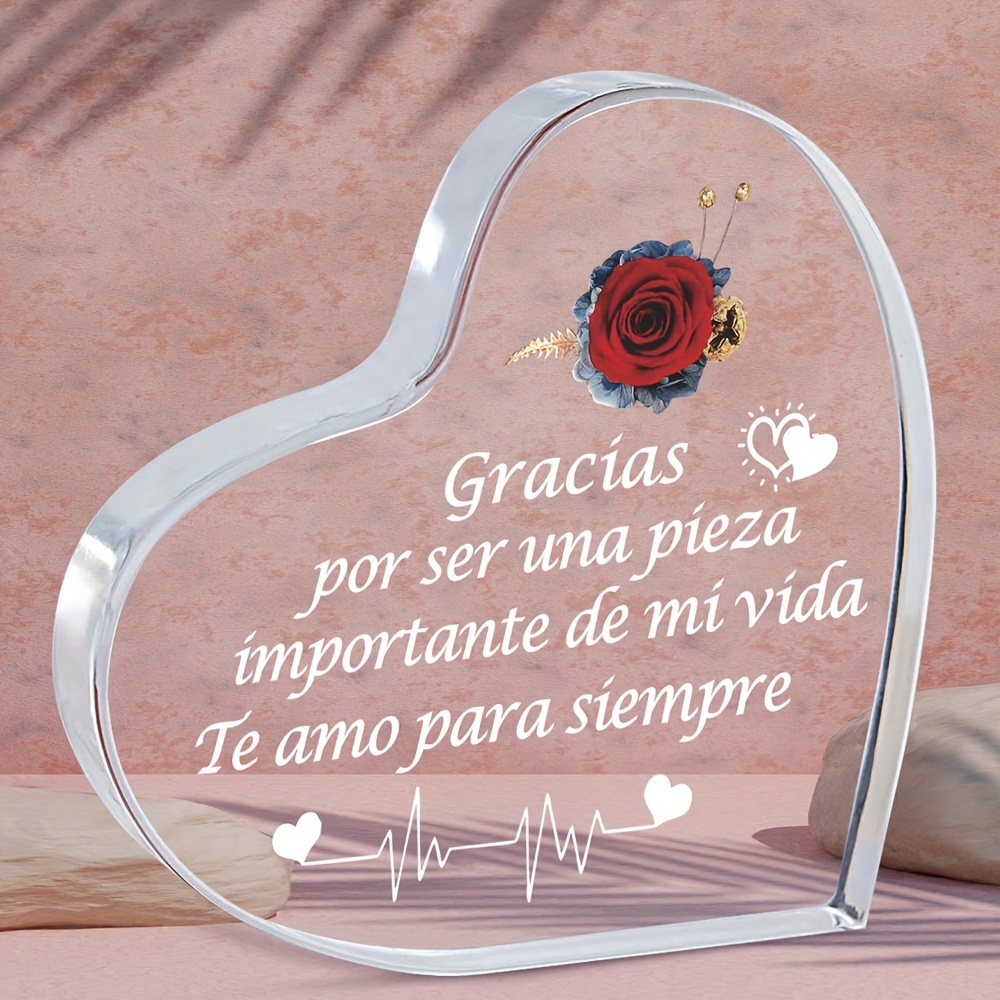 TEMU 1pc, Spanish I Love You Gifts For Her Him Valentines Day Gifts For Girlfriend Wife Birthday Wedding Anniversary Keepsake Loving Acrylic Plaque
