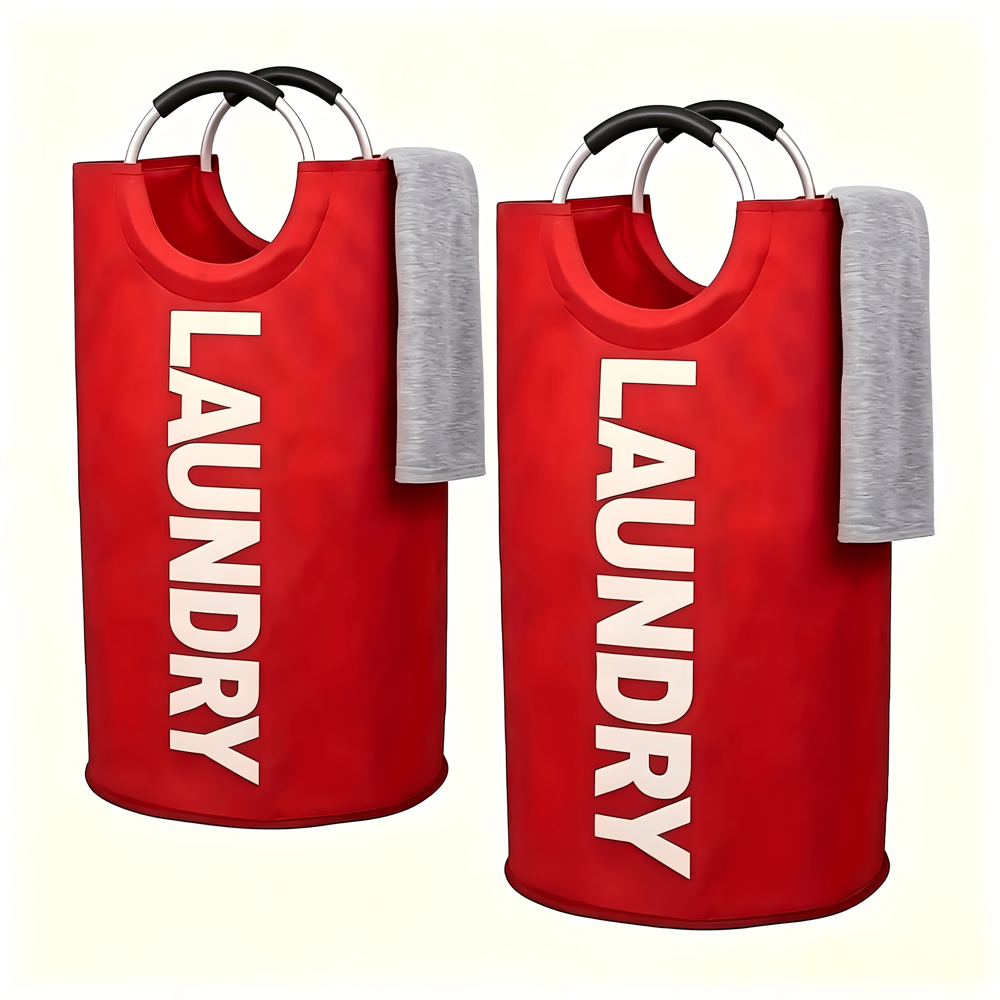 TEMU 2pcs Extra Large Bohemian Style Fabric Laundry Baskets With Handles - Freestanding High-legged Dirty Clothes Hamper, Suitable For Bedroom,