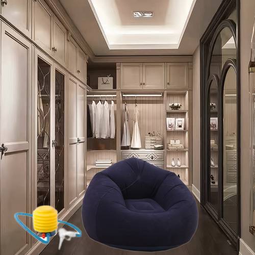 inflatable recliner foldable compact indoor outdoor air sofa with stool for living room office camping air pump portable furniture indoor lounger spacesaving furniture lightweight construction foldable chair