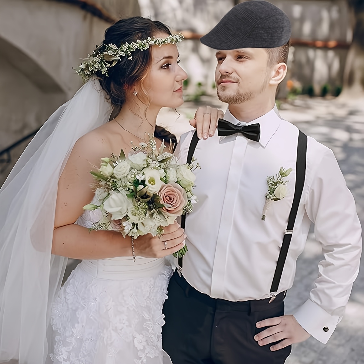 3pcs 1920s mens set newspaper hat bow tie strap set Temu Canada