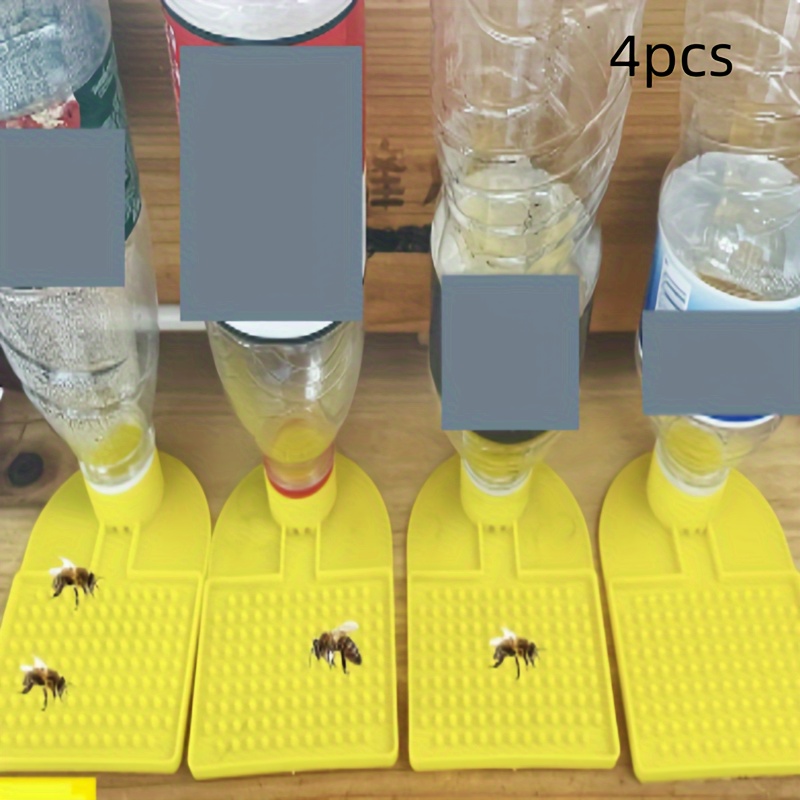 

4pcs Bee Water Feeders, Fits 30mm Bottles, Drowning Prevention With Wide Feeding Area - Essential Small Pet Supplies