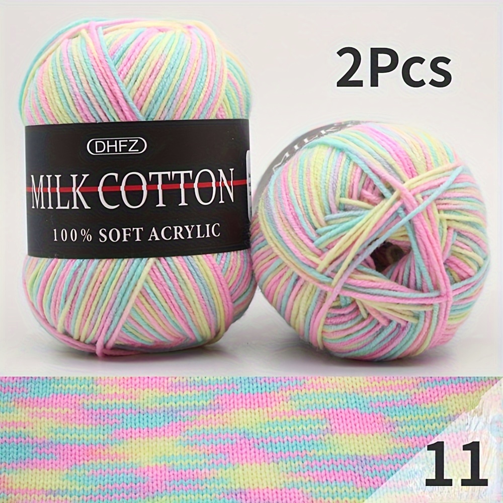 2pcsx50g Milk Yarn Soft Warm Multi Color High Quality For Hand Knitted Sweater Hat Scarf Coat Yarn