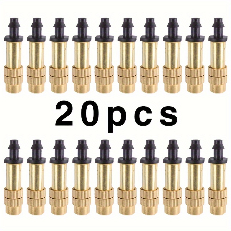 

20pcs Adjustable Brass Mist Nozzle Sprinklers For Garden Irrigation, Universal Connector, Watering Misting System For Cooling Humidifying Landscaping Vegetable Flower Beds