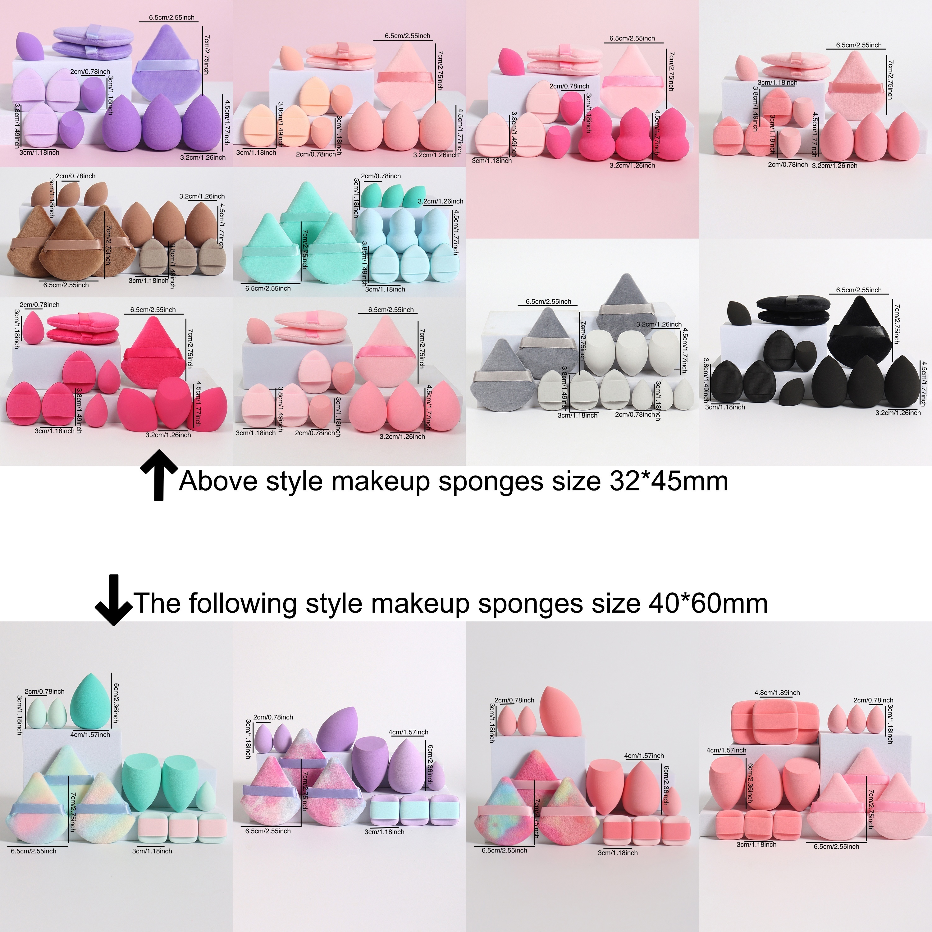 12pcs Multi-Colored Makeup Sponge Set for Blending