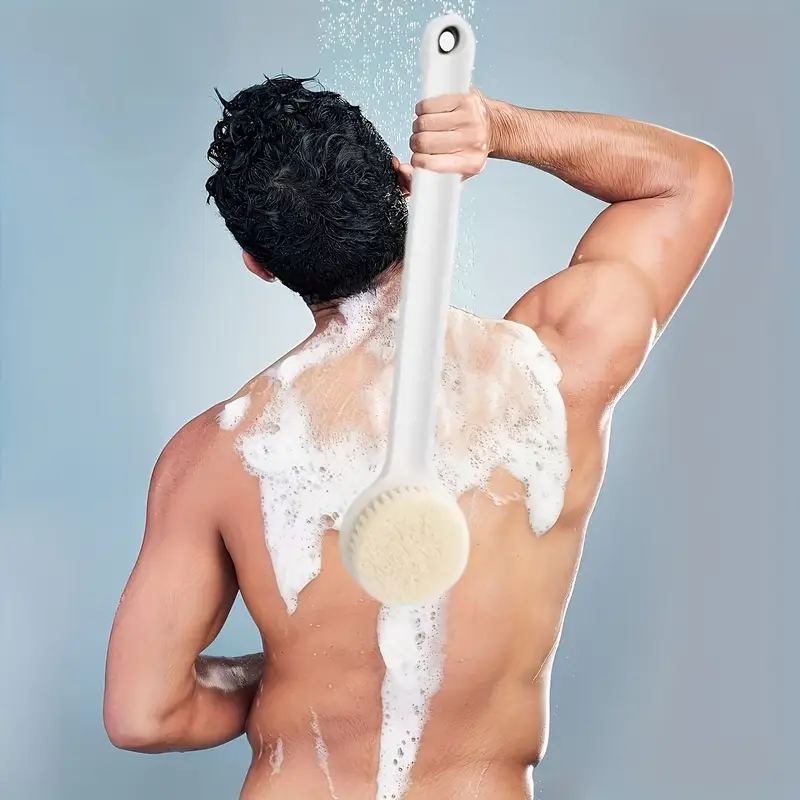 long-handle bath brush with anti-slip grip, ergonomic back scrubber for adults & seniors – japanese soft bristle shower tool, bath brush with long handle, ergonomic back scrubber for shower women, shower body scrubber, back scrubbers for use in shower, bathing brush for men, bathing aid, personal hygiene, long handle brush, , scrubber, sturdy construction, handheld scrubber, body exfoliator, seniors bathing aid, senior Product details 1