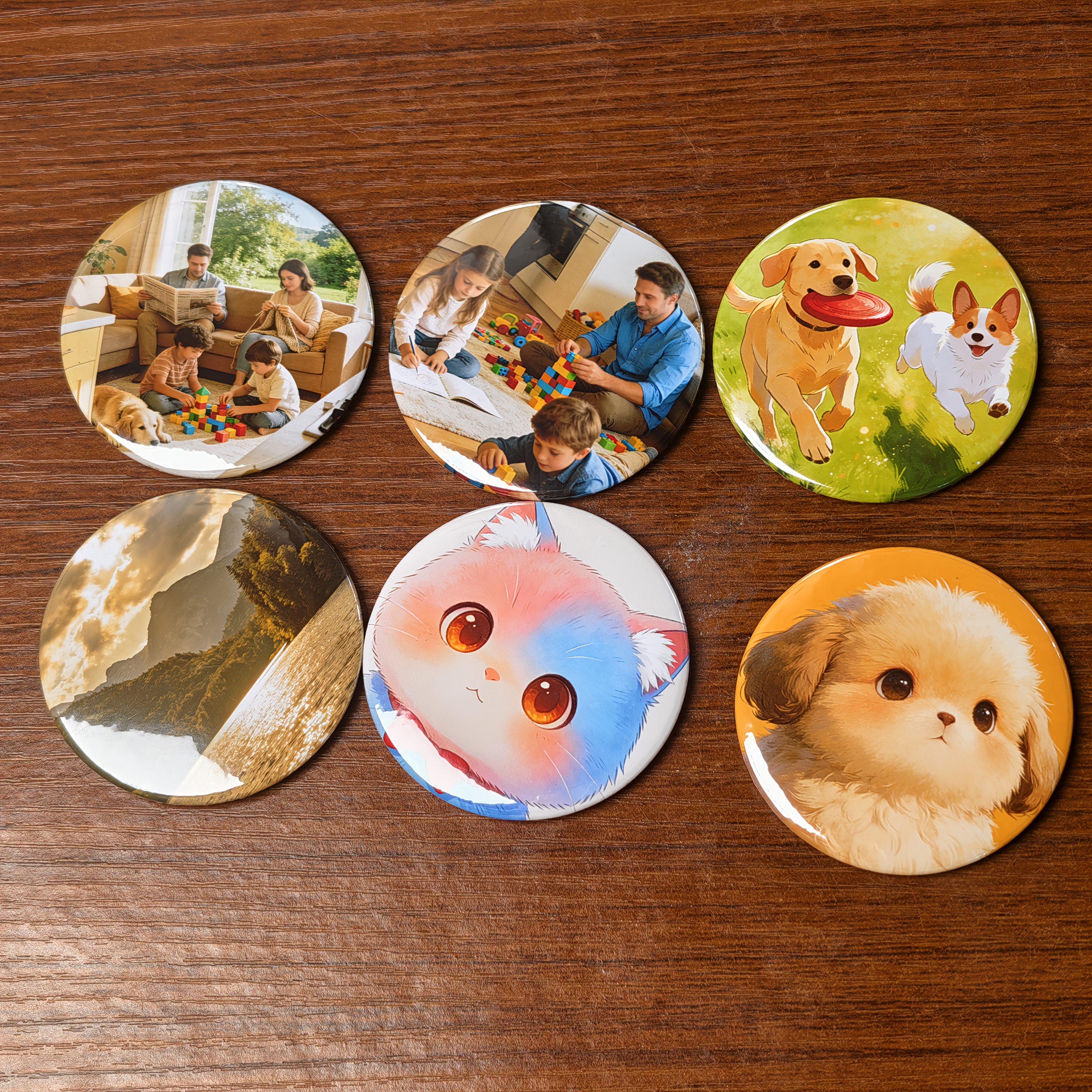 TEMU 6pcs 5.8cm Round Custom Photo Refrigerator Magnets, Personalized Patterns, Unique Gifts For Couples, Student Dorms, Pet Memorials, And Travel