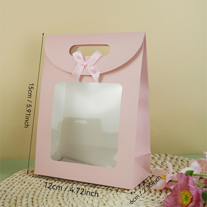 Image of Gift For Her/him 20pcs Pink Bowknot Windowed Handbag Small, Medium, And Large 3 Sizes , Windowed Visual Gift Bag Exquisite Gift Bag Wedding Gift Bag Party Gift Bags