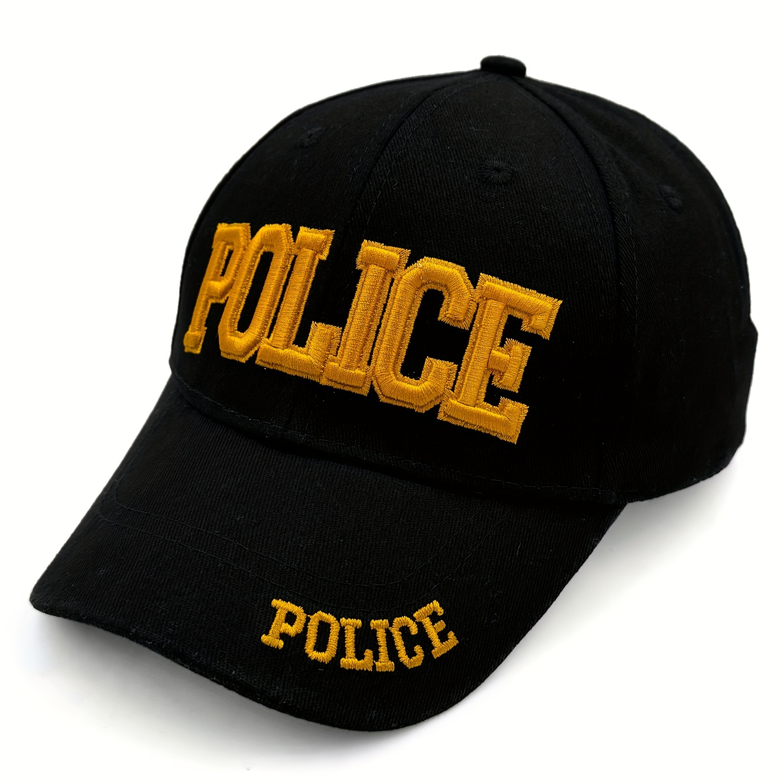 

Adjustable Embroidered Police Baseball Cap, Elegant Style Cotton Duckbill Hat With Lettering, 56-60cm