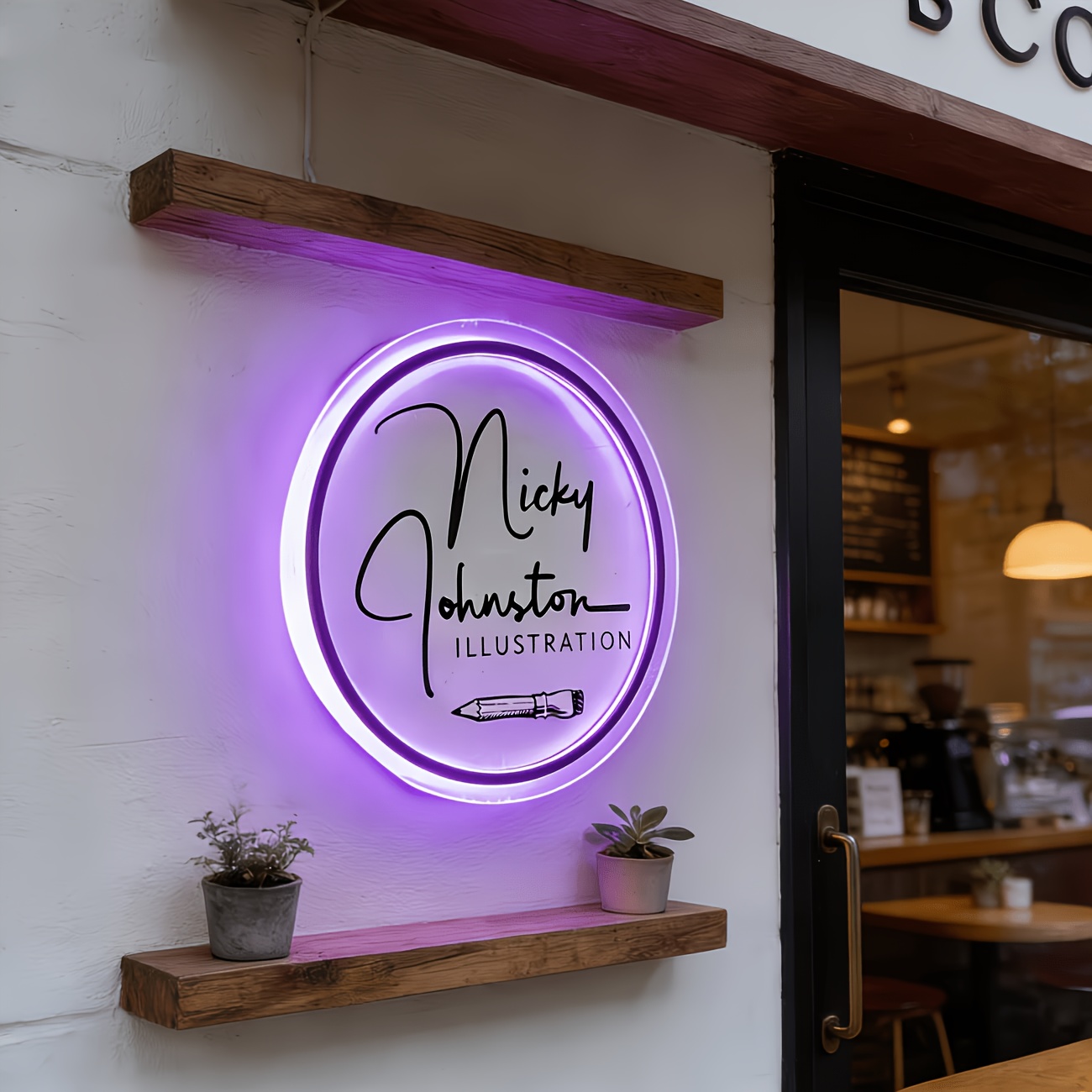Round Personalized Neon Sign with LED Light, Custom Gift
