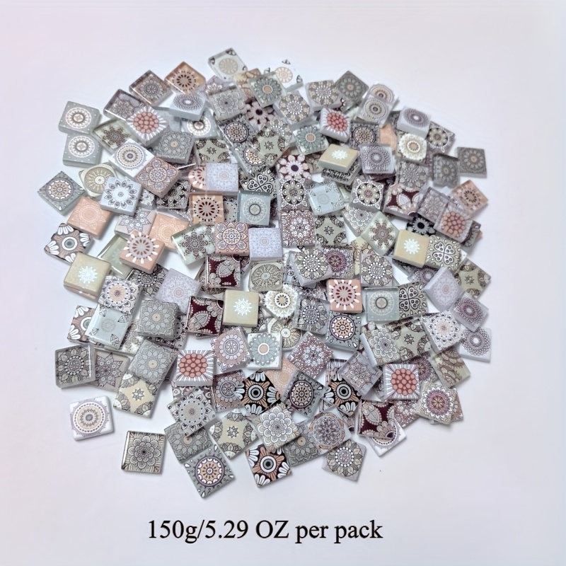 Image of Small Square Mandala Mosaic Tiles, 150g/5.29oz Per Bag, Beautiful Pieces In Colors And Patterns For Home Decor, Diy Crafts, Artistic Floral Designs, Creative Craft Projects, Diy Craft Materials