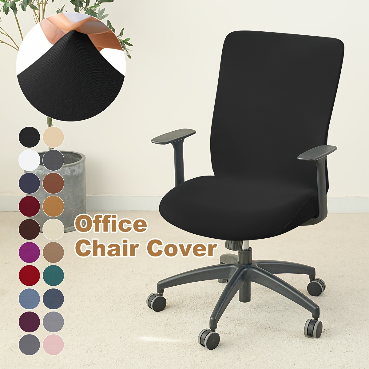 

Stretchable Office Chair Cover - Modern, Machine Washable, No Zipper Needed, Spandex/polyester For Home Decor, 140m, Chair Cover