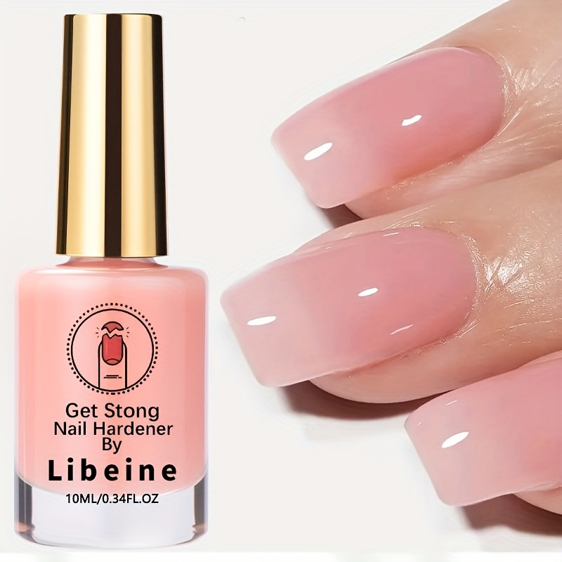 Pink Nail Hardener For Natural Look, Decorative Manicure With Shiny Transparent Pink Finish