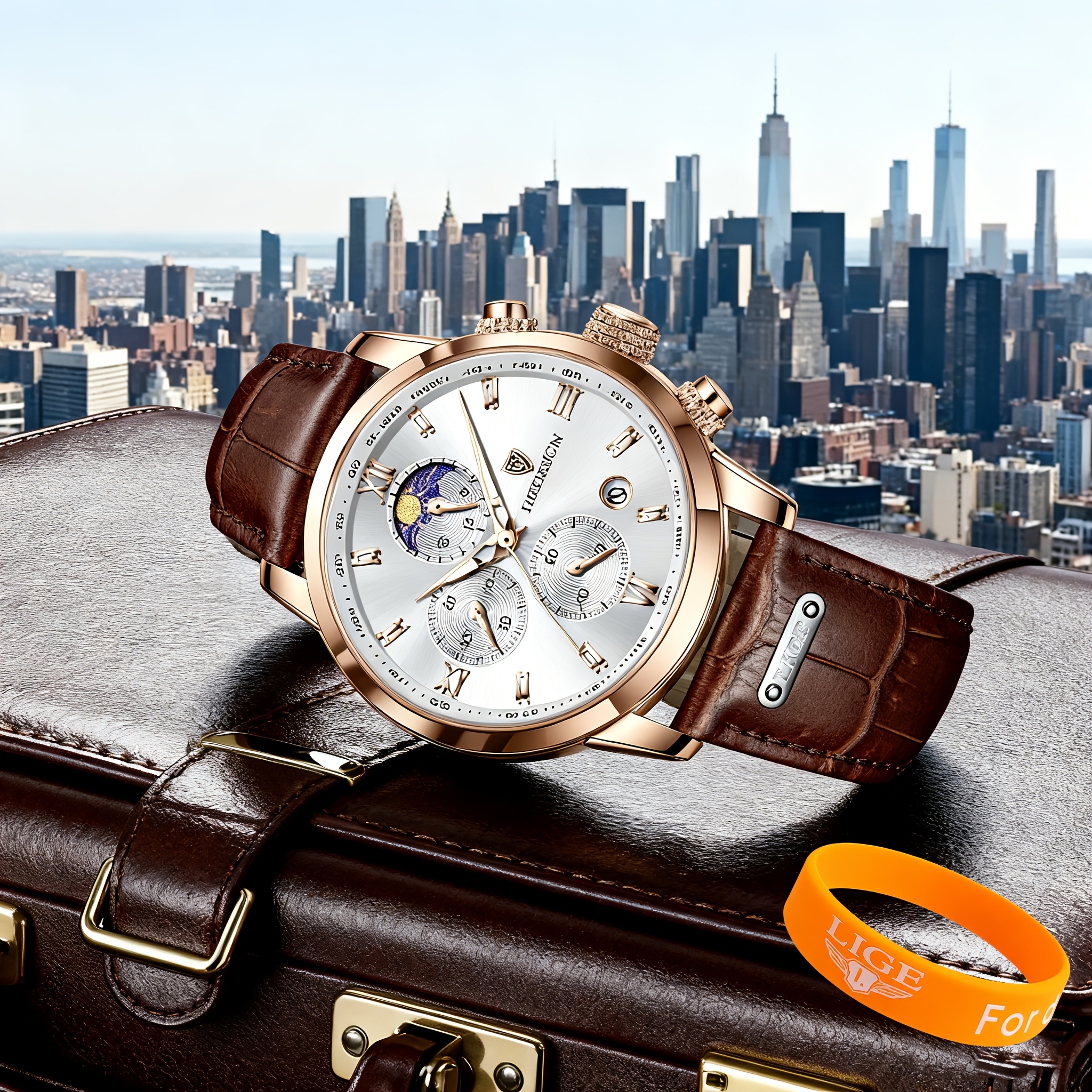 2026 Lige Quartz Watch With Calendar Function - Elegant Neutral Watch, Women's Watch, Quartz Movement, Battery Powered, Multiple Colors