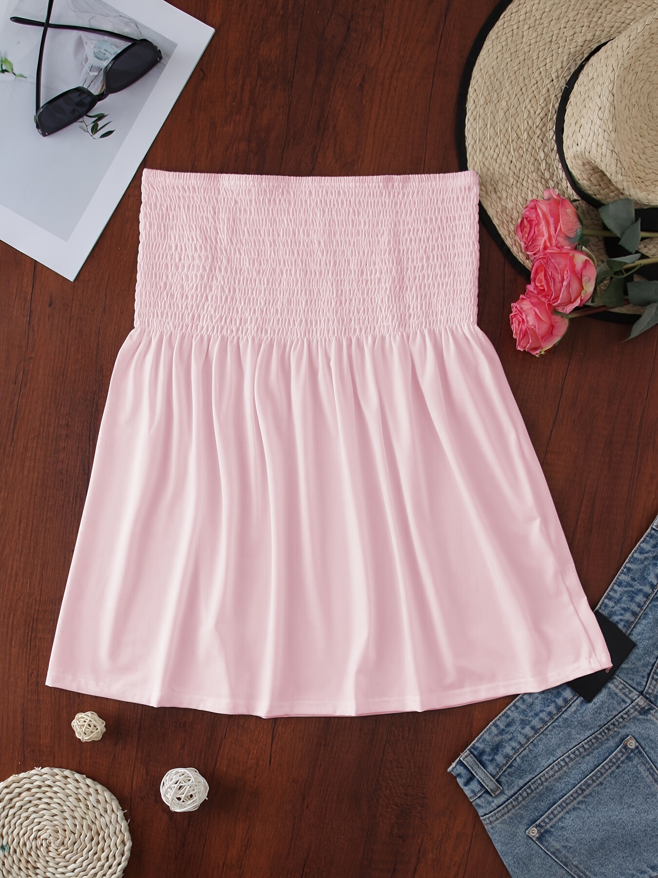 Women's Elegant Off-Shoulder Crop Tube Top - Stretchy Solid Color Short Sleeve Blouse with Ruching Detail, Machine Washable for Spring Summer Fall Casual & Dressy Outfits, Crop Top Blouse, Seasonal Fashion, Flowy Fabric, Comfortable Fit