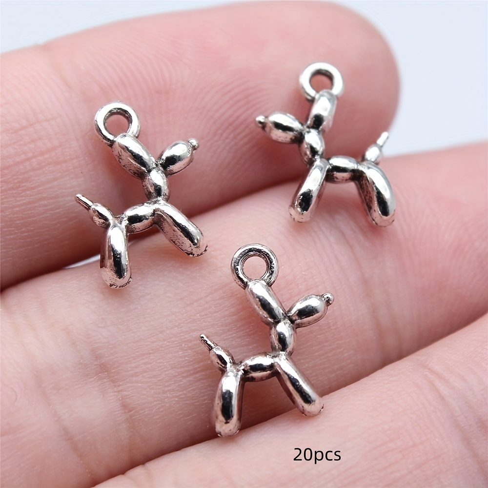 20pcs Cute Balloon Pendants, Vintage Silvery Charm Pendants For Diy Necklace Earrings Bracelet Jewelry Making Accessories 10x14mm