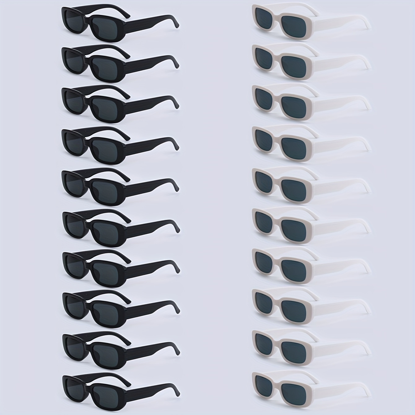 

20pcs Lunettes Colorées Noires et Blanches Lunettes Décoratives Carrées Lunettes à la Mode Rétro Classique Petite Monture