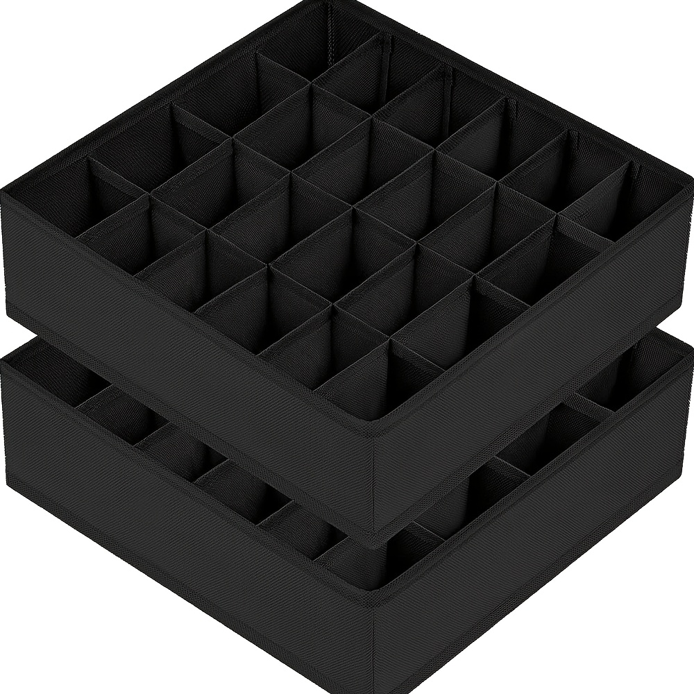 TEMU 2pcs Sock And Underwear Organizer With Dividers, A 48-grid Fabric Foldable Closet Organizer And Storage Box For Storing Socks, Underwear, And