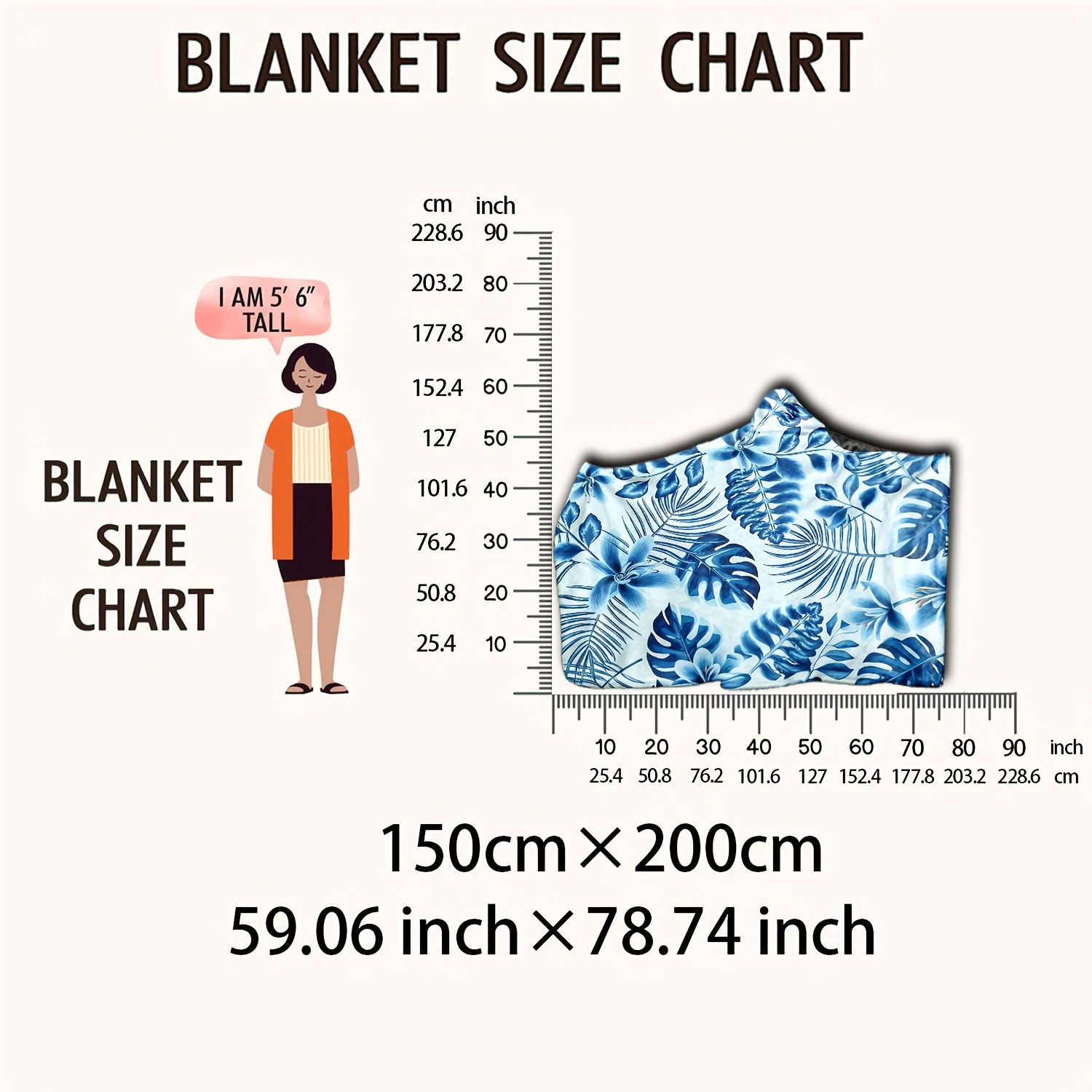 TEMU 1pc. Multifunctional Hooded Wearable Blanket, Made Of Flannel Material, Soft And Comfortable, Warm And Skin-friendly, With A Palm Leaf Design