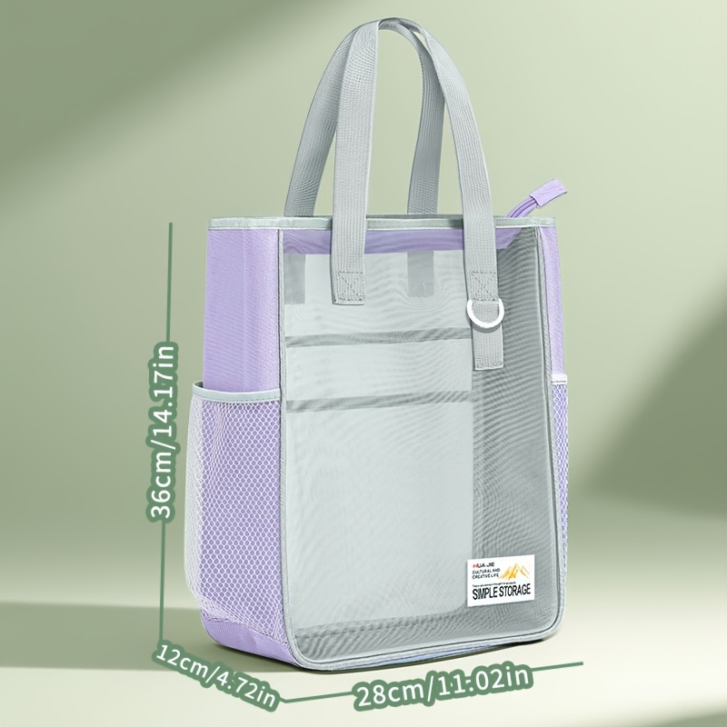 E-shop 5 Farben erhältlich – Strapazierfähige Nylon-Mesh-Tragetasche mit transparenten Fächern, ergonomischen Griffen & Seitentaschen – Tragbarer