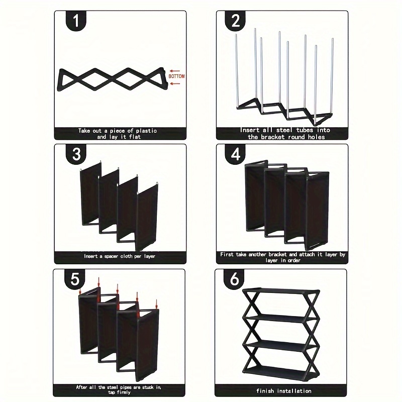 1pc   4 tier shoe rack organizer   metal and plastic construction sturdy storage for closet garage hallway stackable entryway shoe shelf   to 12 pairs versatile for   room types black finish no electricity or battery needed details 7