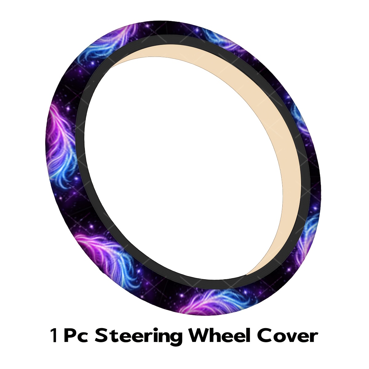 TEMU Neon Glow Unicorn Steering Wheel Cover, Galaxy Starry Background, Soft Comfortable Touch, Non-slip , No Design, Car Interior Decor