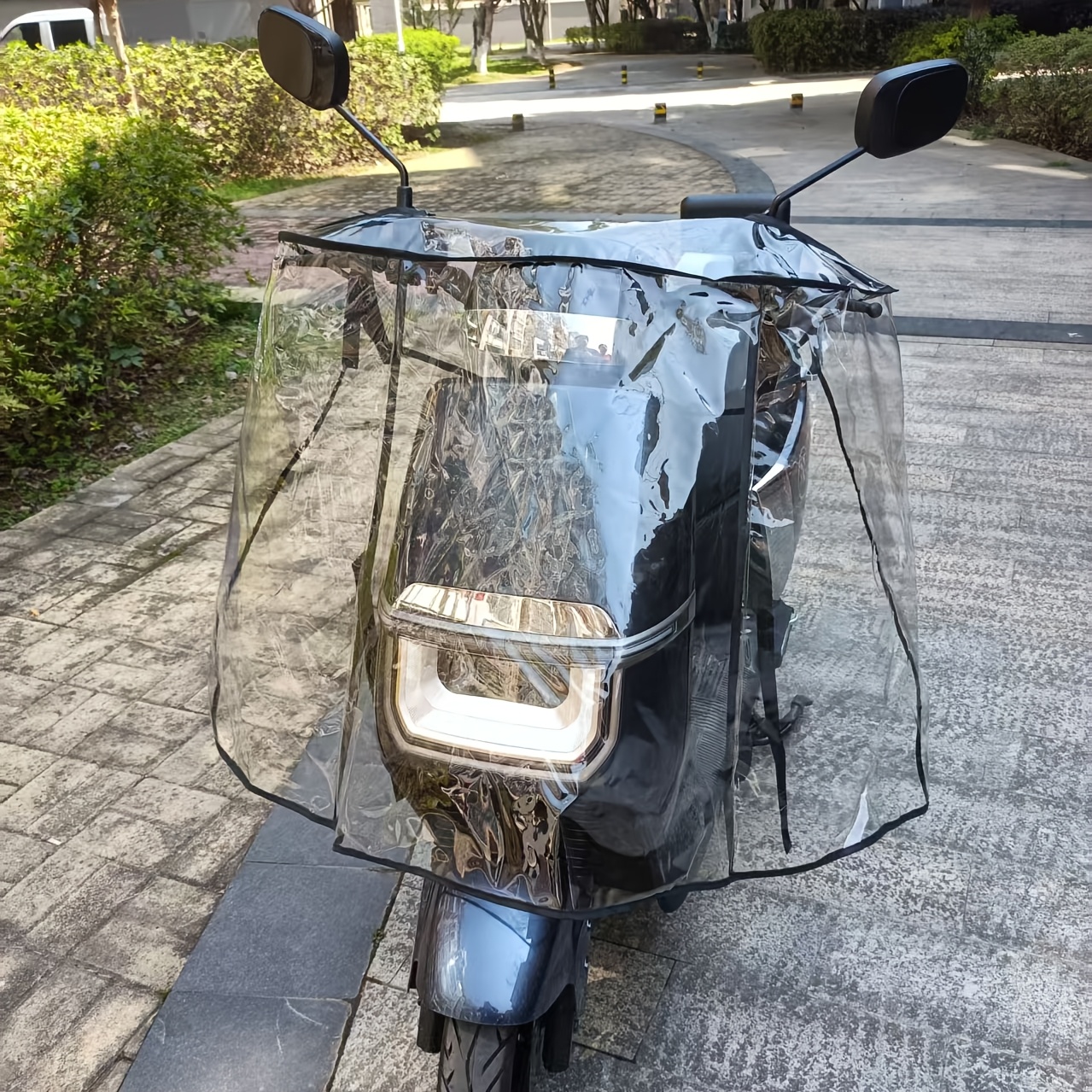 TEMU Foldable Motorcycle/-bike Windshield Cover - Transparent Windproof Shield Suitable For Outdoor Riding, Battery & Visibility, For Electric Bike