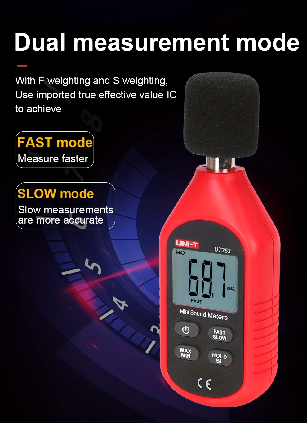 mini   level meter 30 130db measuring range capacitive microphone detection Product details 2