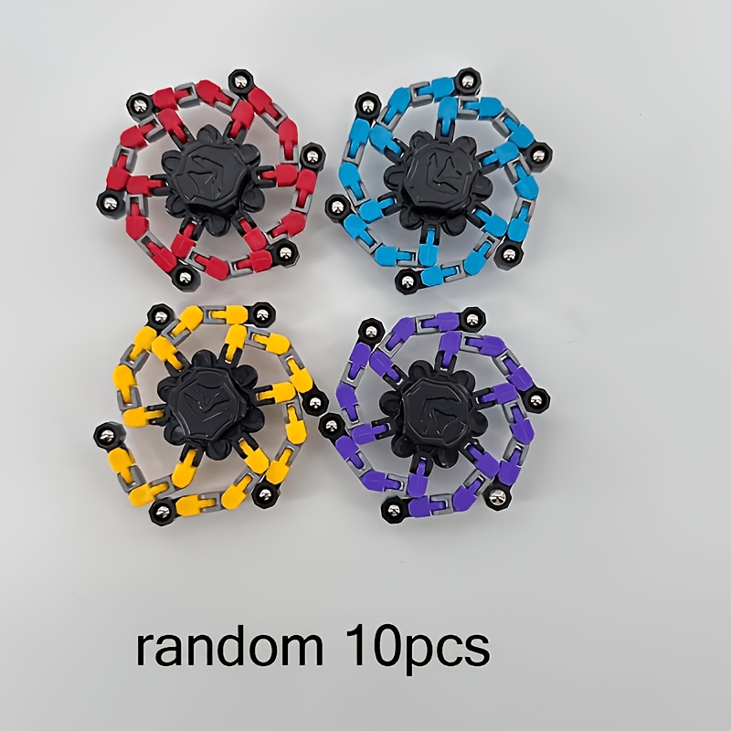 Image of 10pcs Transformable Spinning Fidget Toys, Fun Sensory Toys, Chain Robot Finger Spinner Toys For Kids, Classroom Rewards, Kids Party Favor Pack, Random Color And Style