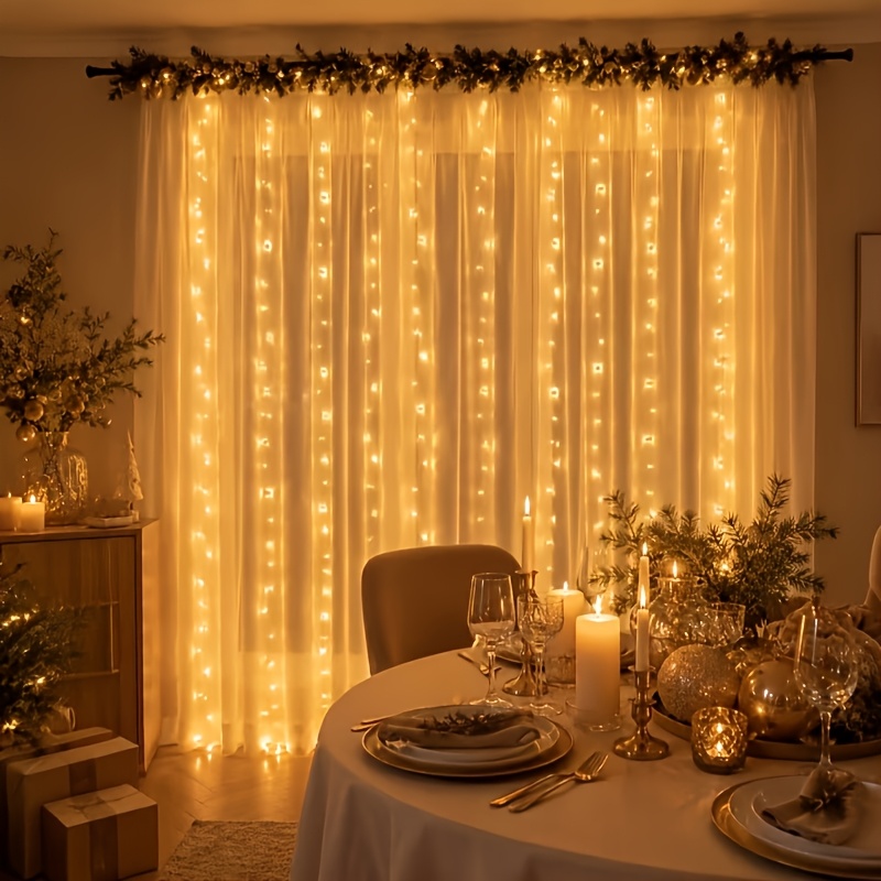 Winter Wonderland Curtain Light String, 200 LEDs for Christmas Decor