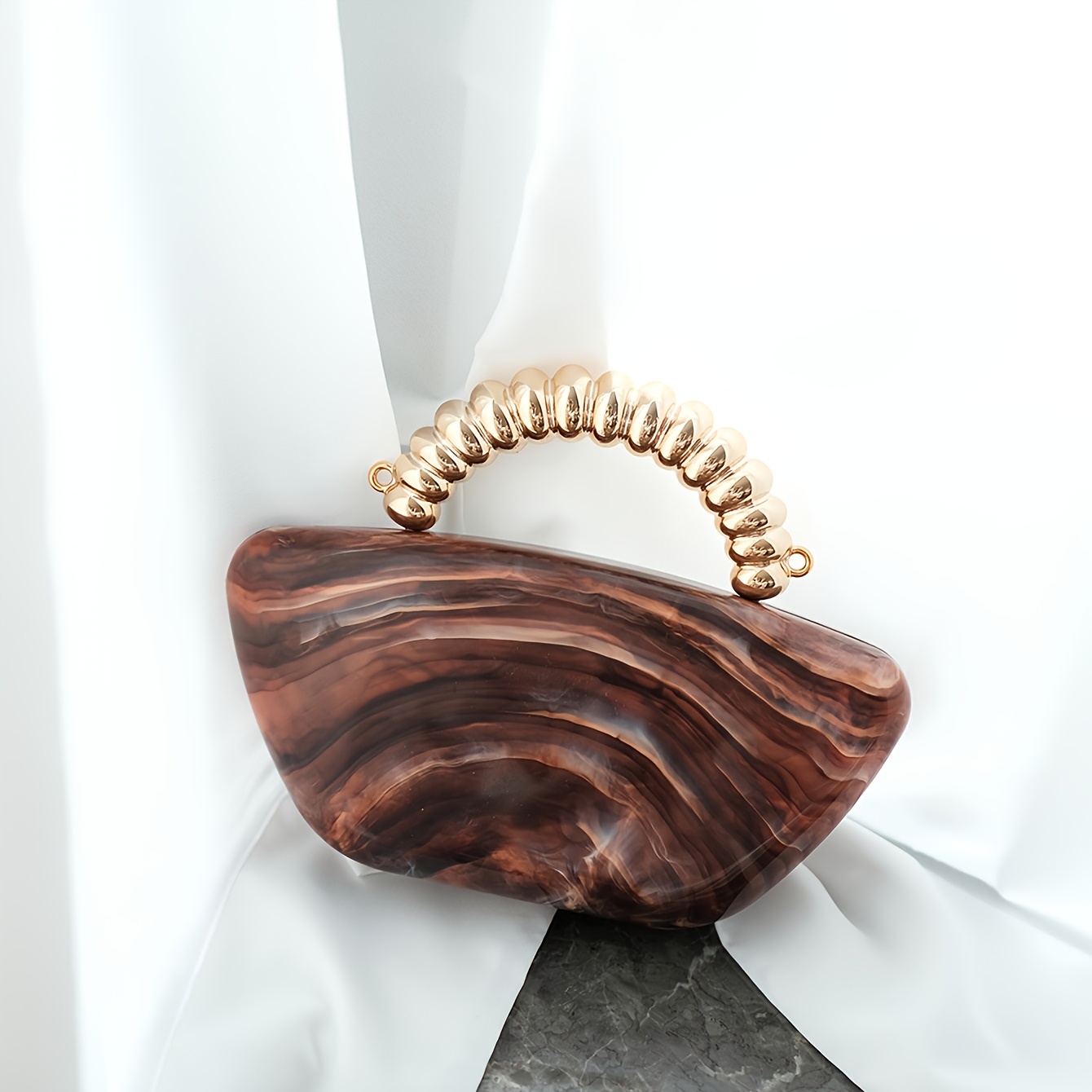 Women'S Vintage Evening Handbag - Elegant Party Purse with Magnetic Closure, Coffee Brown Formal event bag, Detachable Strap, Durable PVC Construction for Weddings, Galas, Everyday - Elegant Ladies Clutch, Wedding Accessory, Retro Fashion, Highquality Finish, Fashionable Clutch, Bridal Accessory