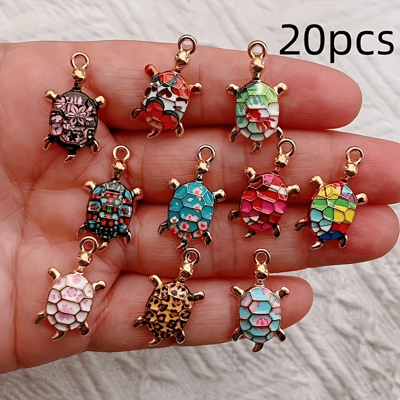 TEMU Lot de 20 breloques aléatoires en alliage de de tortue de mer - Pendentifs à imprimé floral sur le thème de l'océan, , motif de . Convient pour
