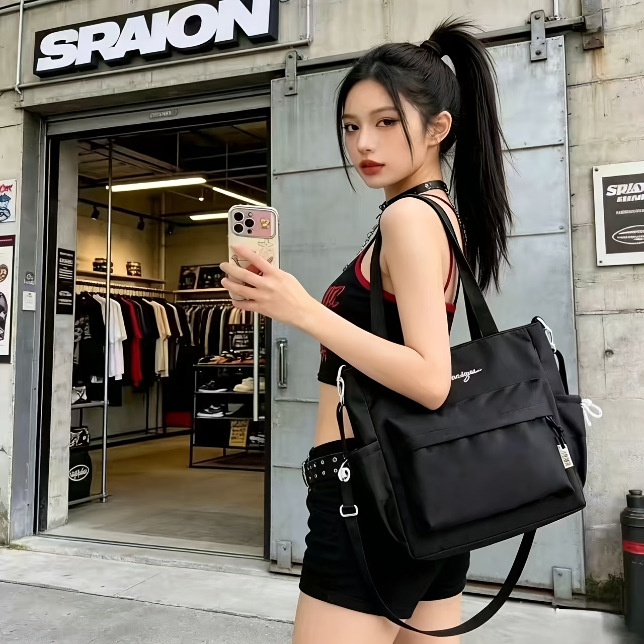 TEMU Large-capacity Women', New Autumn And Winter Corduroy Bag, Student Shoulder Bag, Textured Crossbody Bag For Commuting