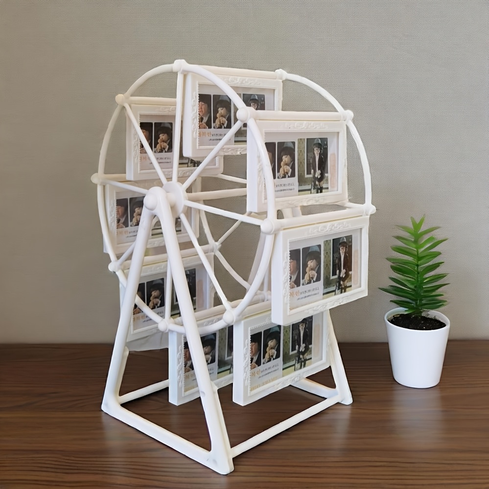 vintage rotating   wheel photo frame 8pcs of 4 inch frames exquisite decor for living room bedroom and desk perfect gift for valentines day birthdays and christmas frame material abs plastic Product details 4