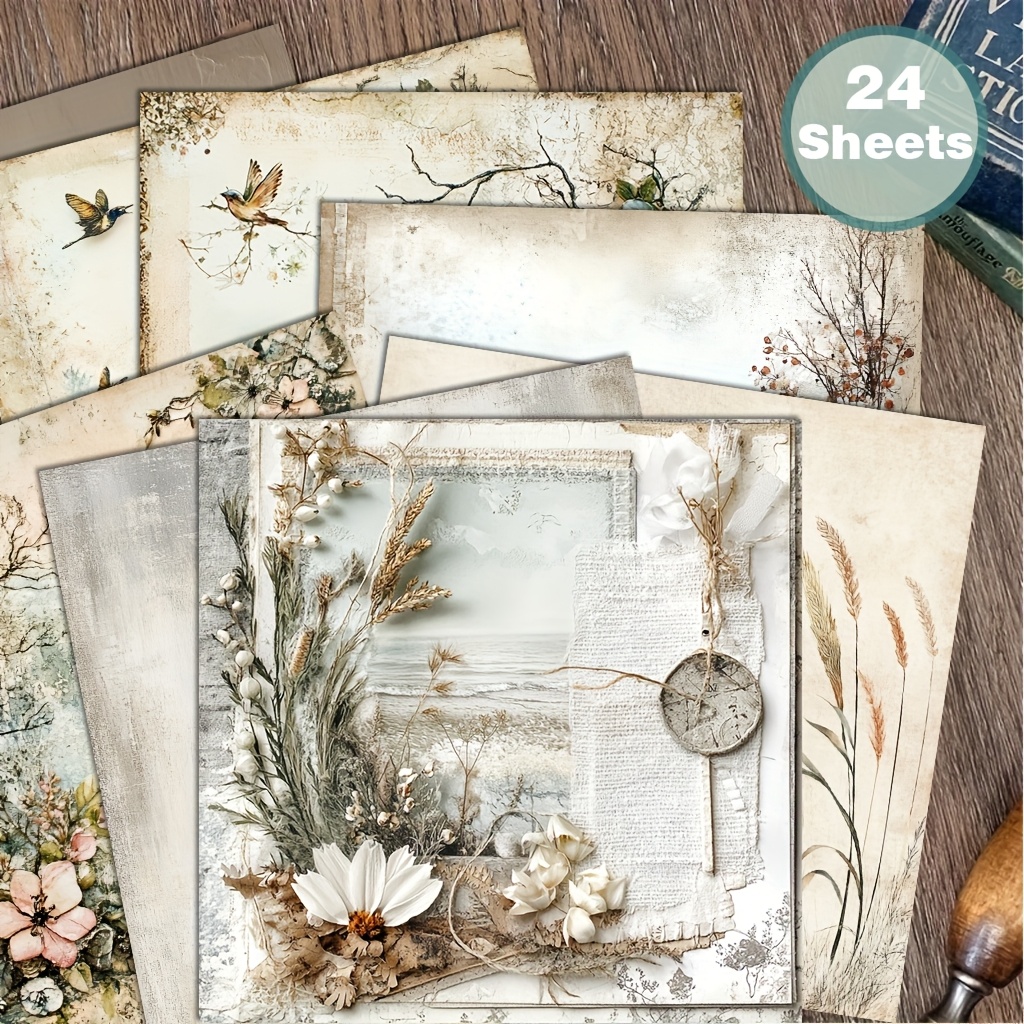 Image of 24 Sheets Of 6x6 Inch Soft Natural-themed Scandinavian Style Paper, Suitable For Collages, Handmade Origami Projects, Paper, Craft Scrapbooks, Journals, Greeting Cards