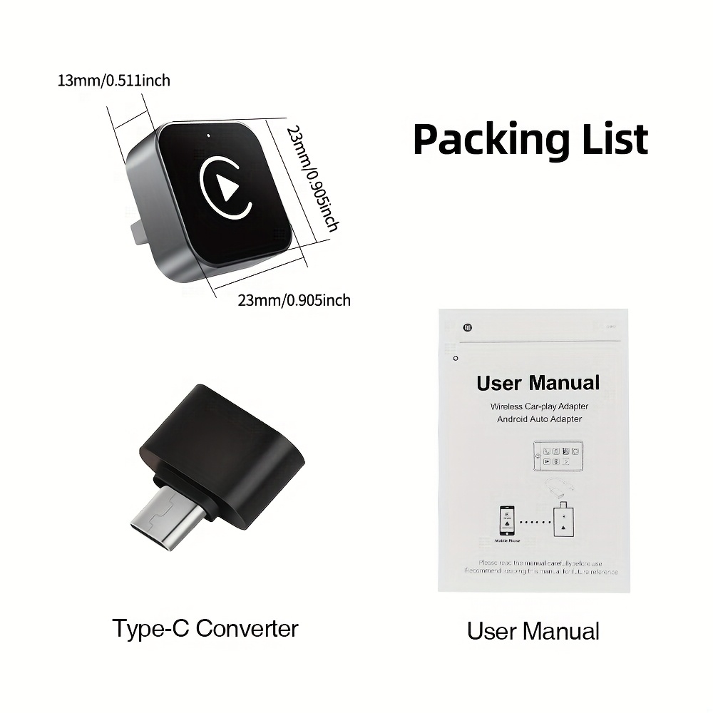TEMU Adapter & Android Mini Box Plug And Play 2-in-1 Mini Usb Design With Fast Stable Connection Carplay For Ios 10+, Android 11+ Version - Hd 1080p