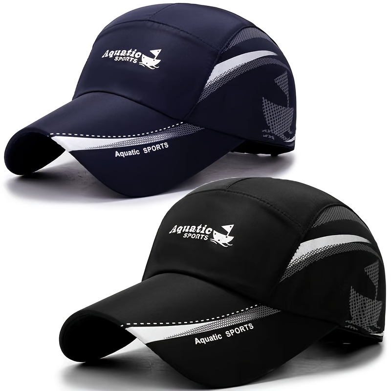 TEMU Lot de 2 casquettes de baseball à séchage rapide printemps/été, chapeau de pêche d'extérieur à imprimé et polyvalent, casquette d'alpinisme,