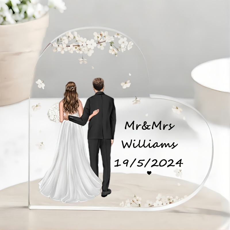 

Custom Heart-shaped Acrylic Plaque - Perfect For Wedding Gifts, Cake Toppers & Office Decor