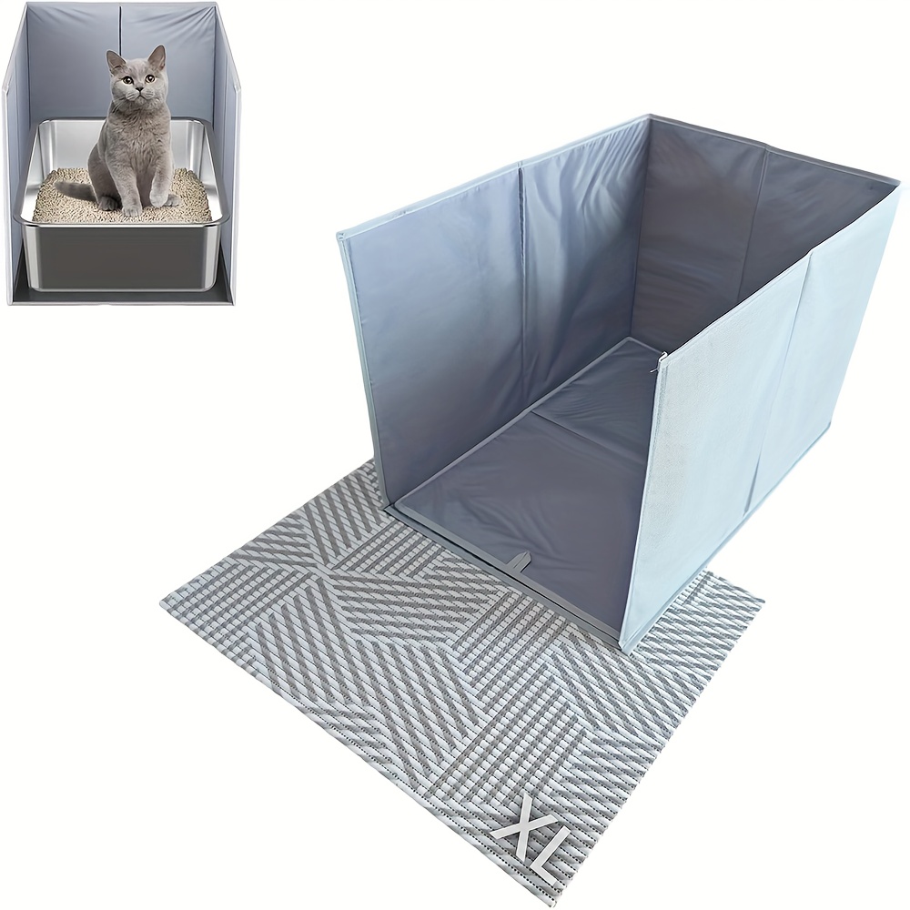 TEMU Cat Litter Box Fence, Cat Litter Box Anti Dirty Cover, Dirty Cat Litter Box Fence, Cat Litter Box Enclosure With Storage, Cat Mess Prevention,