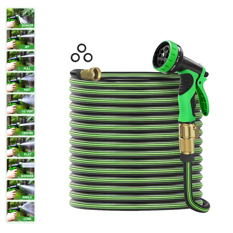 heavy duty 50 garden hose with 3 4 brass connectors flexible leakproof adjustable nozzles threads for lawn car washing farm construction storage bag heavy duty outdoor hose Product details 2