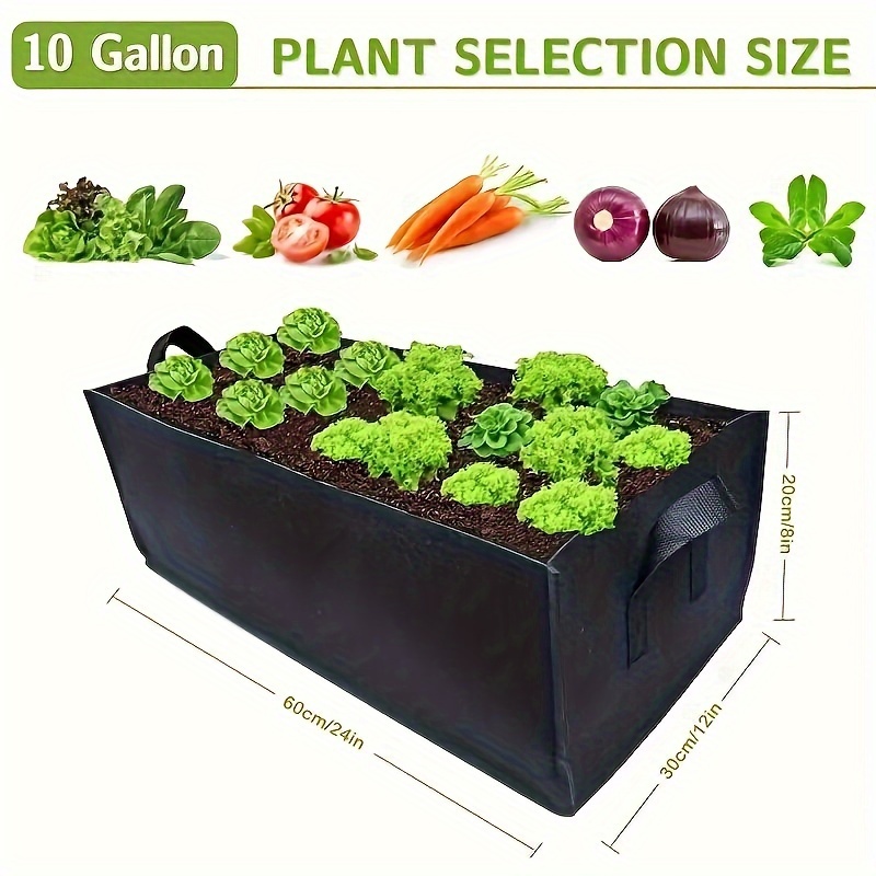 

1 Pack, 10 Gallons Black Rectangle Heavy Fabric Raised Garden Bed For Vegetable Potato Onion, Durable Breathe Cloth Planting Container Pot For Indoor And Outdoor
