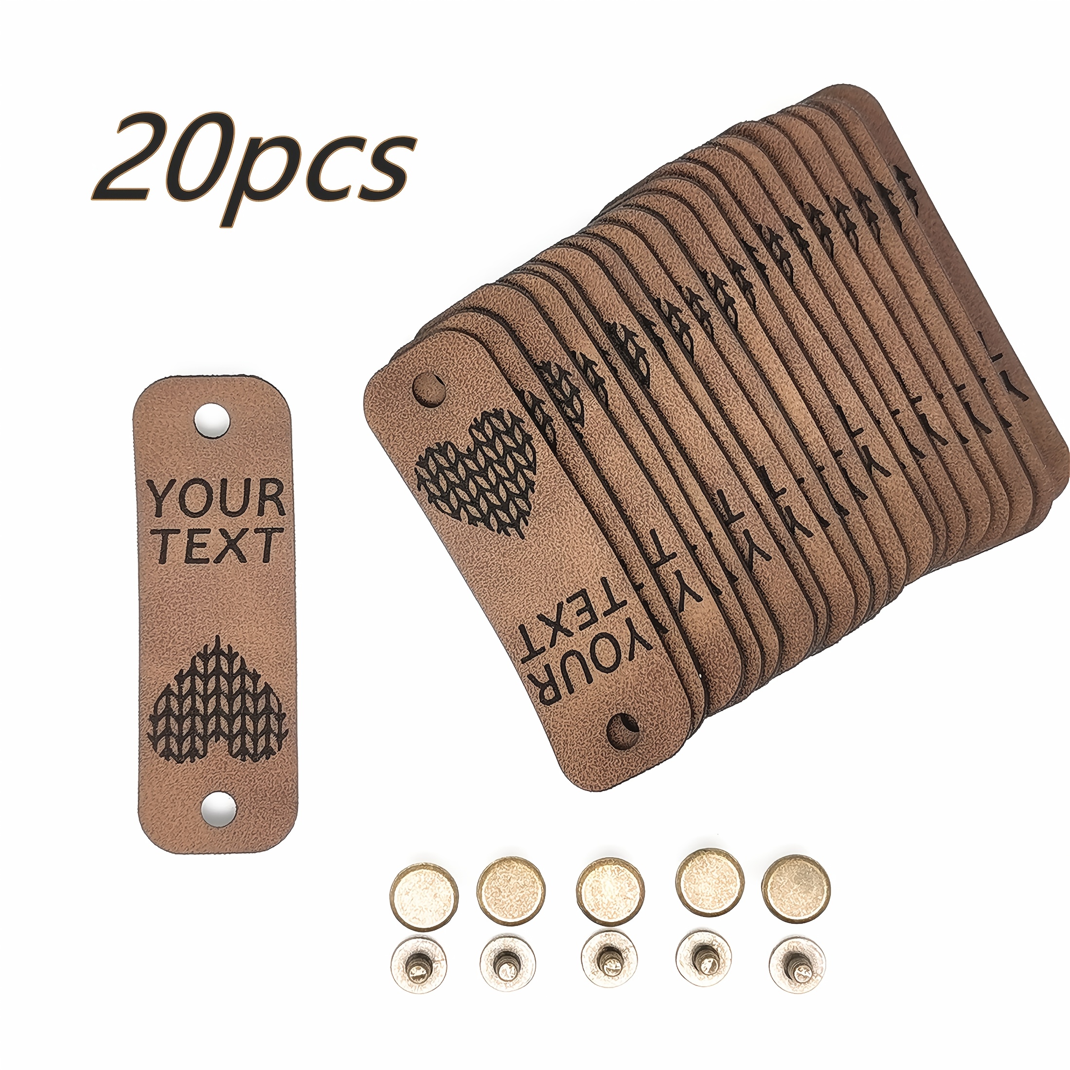 TEMU 20pcs Leather Customized Labels, Personalized Diy Name Tags With Large Nails